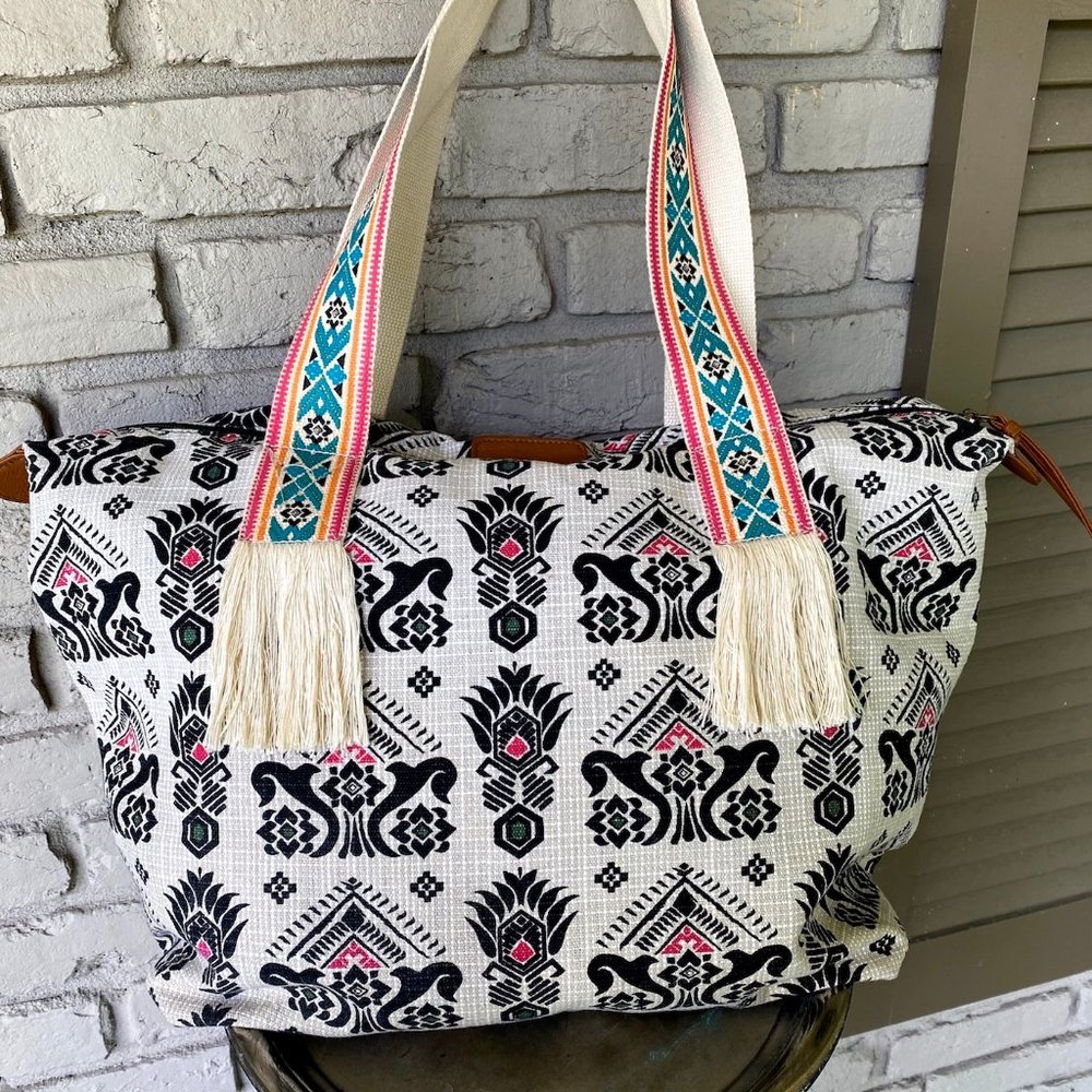 SOLD New Large Boho Weekender Overnight Travel Duffel Bag